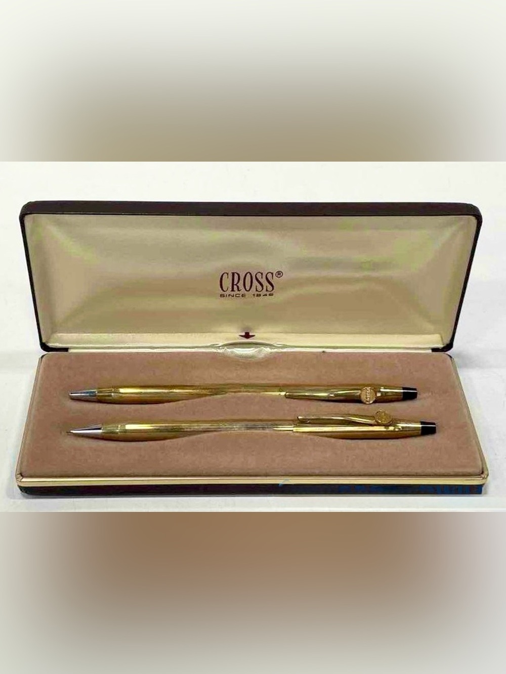 12k Gold Vintage Cross Ballpoint Pen Set With Case